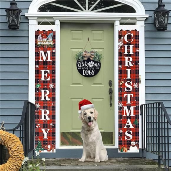 Welcome We Hope You Like Dogs Door Sign with Eucalyptus Leaves & Buffalo Bow - Picture 3 of 7